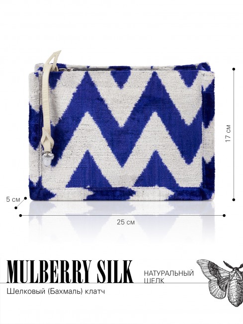 Шелковый (Бахмаль) клатч CAERULEA ALACRITAS! (Синий задор!) Clutch_CAERULEA ALACRITAS!